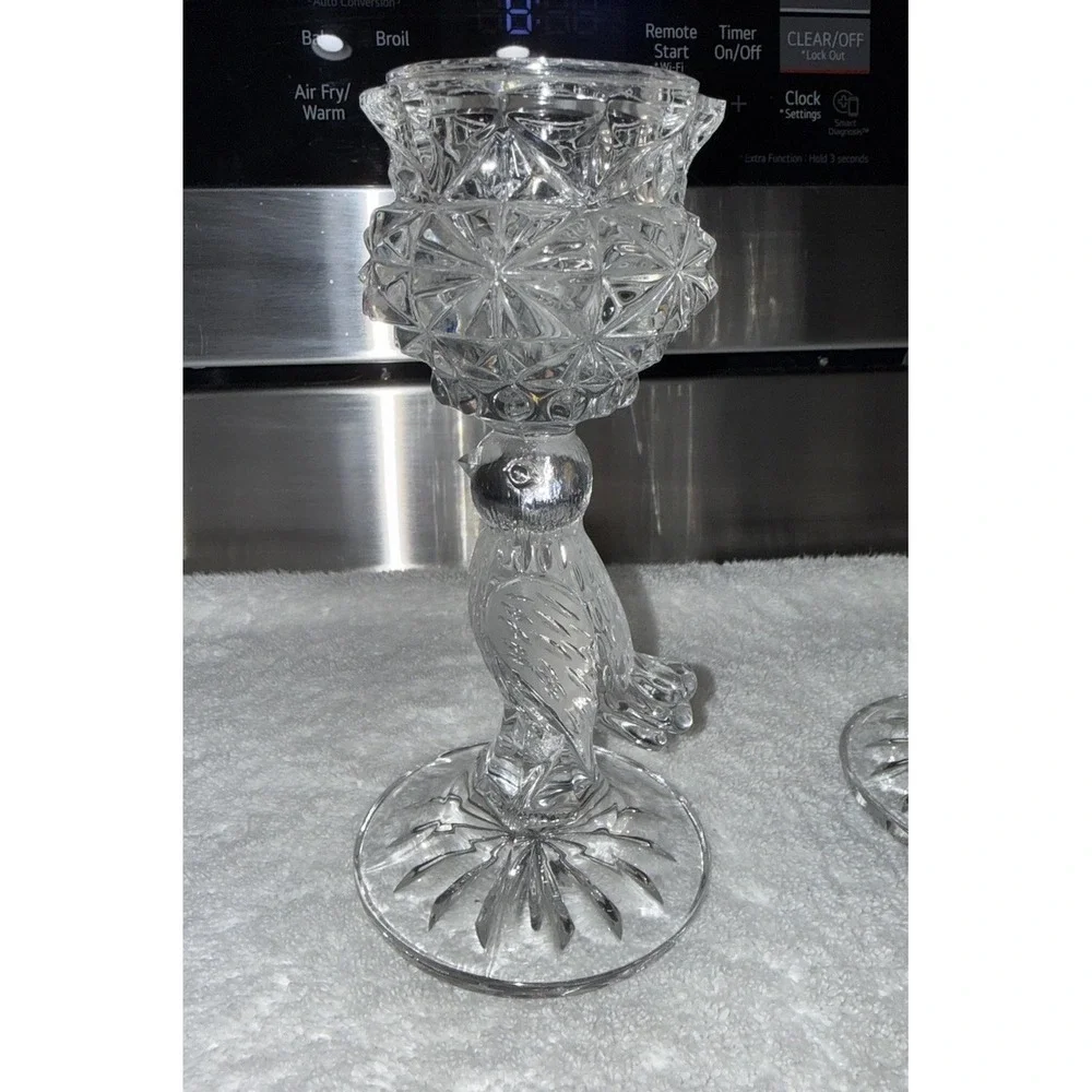 Vintage Candlesticks Hofbauer Byrdes Crystal Bird‎ Holders German Set Of 2